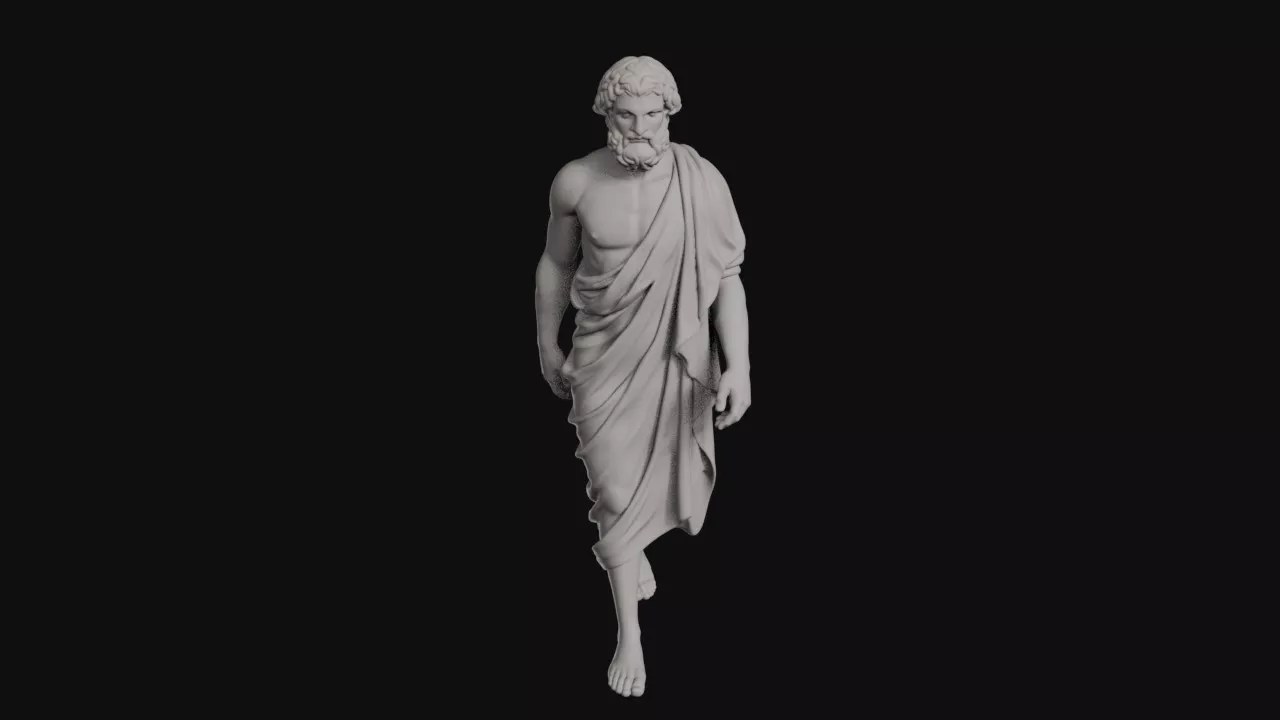 Dionysus Striding In Full Length Himation Robe Sculpture 3D print model