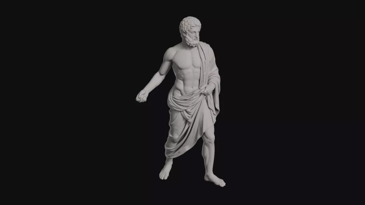 Bearded Man Striding With Draped Himation Robe Statue 3D print model
