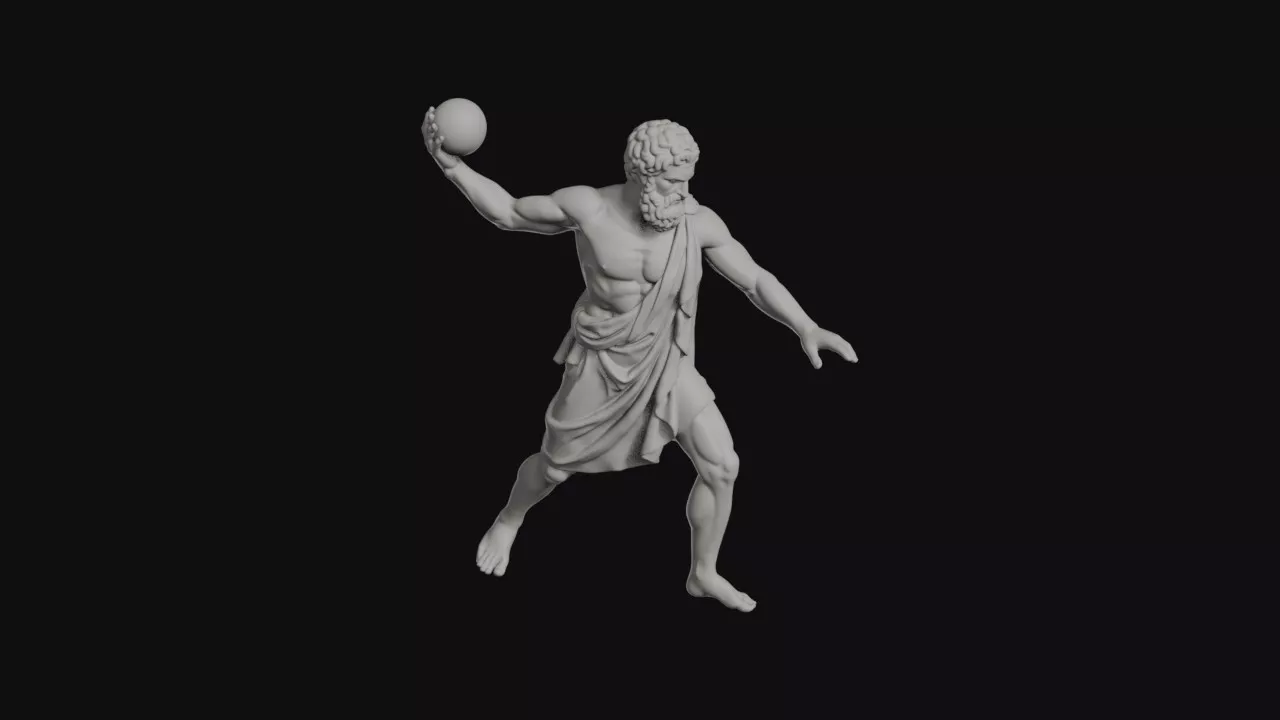 Atlas Titan Hurling Sphere In Wide Lunging Stance Statue 3D print model