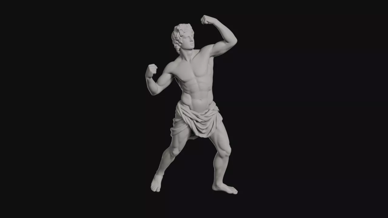 Apollo Struggling With Raised Fists In Fighting Stance Statue 3D print model