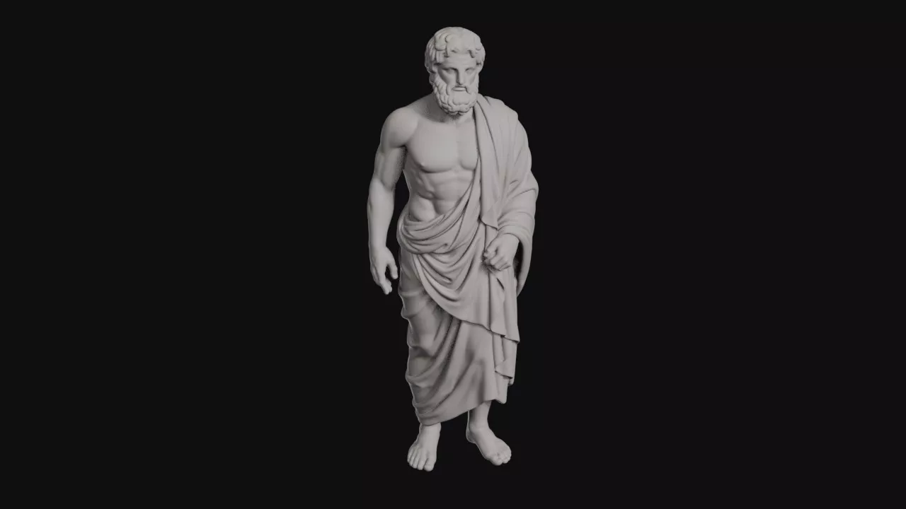 Zeus Standing Bearded Olympian God Draped In Robe Statue 3D print model