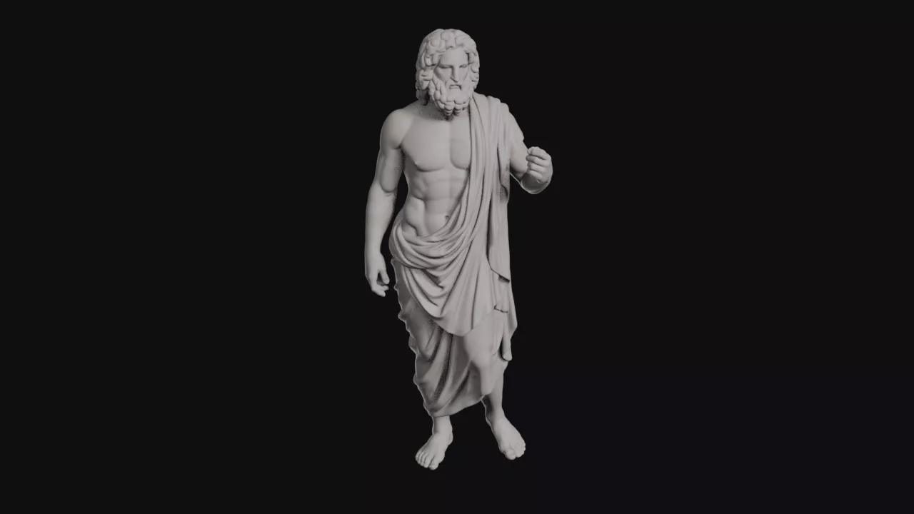 Zeus Contrapposto Bearded God With Draped Himation Statue 3D print model