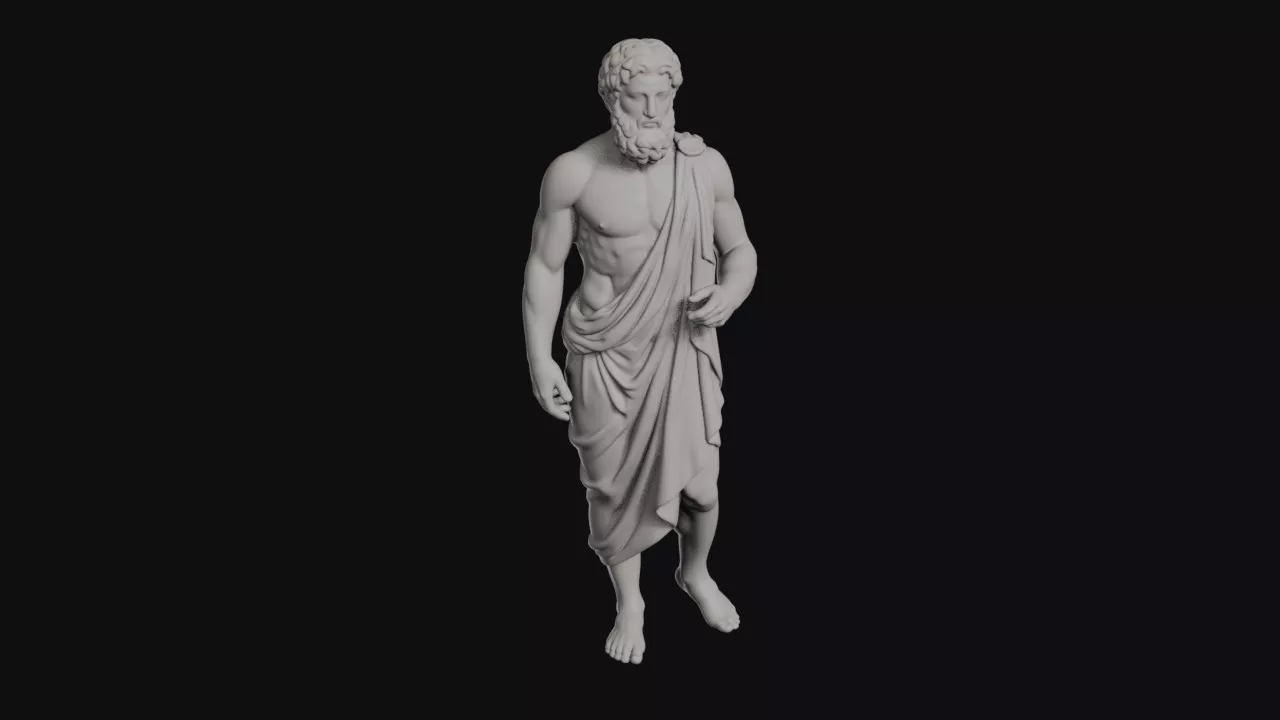 Cronus Titan Contrapposto Bearded Figure In Diagonal Drapery 3D print model