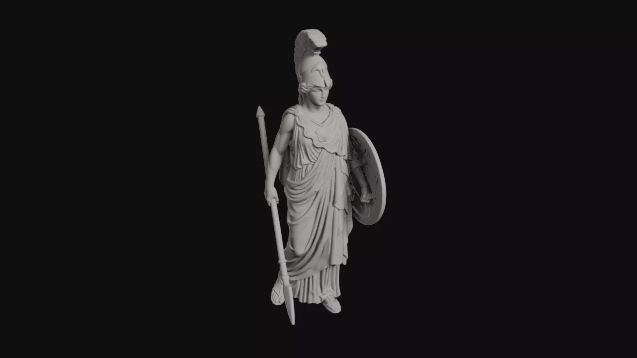 Athena Crested Helmet Contrapposto With Spear Aegis And Shield 3D print model