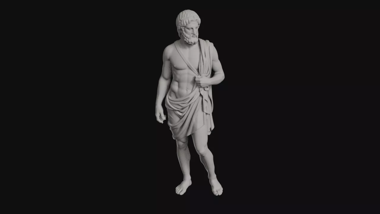 Achilles Contrapposto Hero Standing In Draped Shoulder Cloak 3D print model