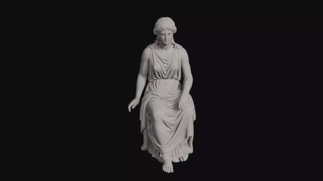 Hestia Seated Hearth Goddess In Belted Gown Statue 3D print model