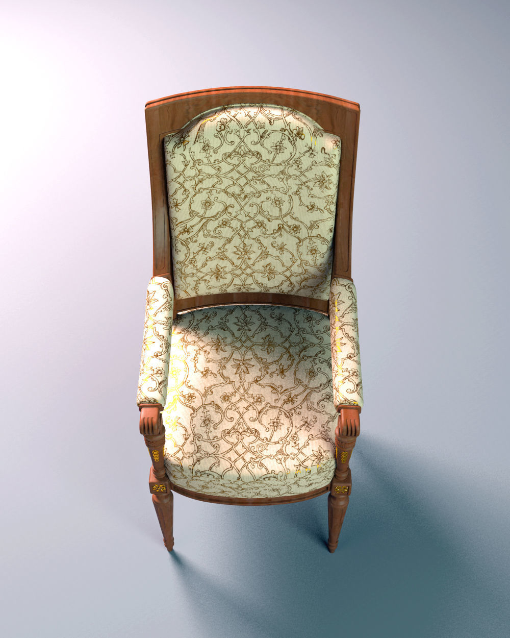 Royal Chair Low-poly 3D model_4