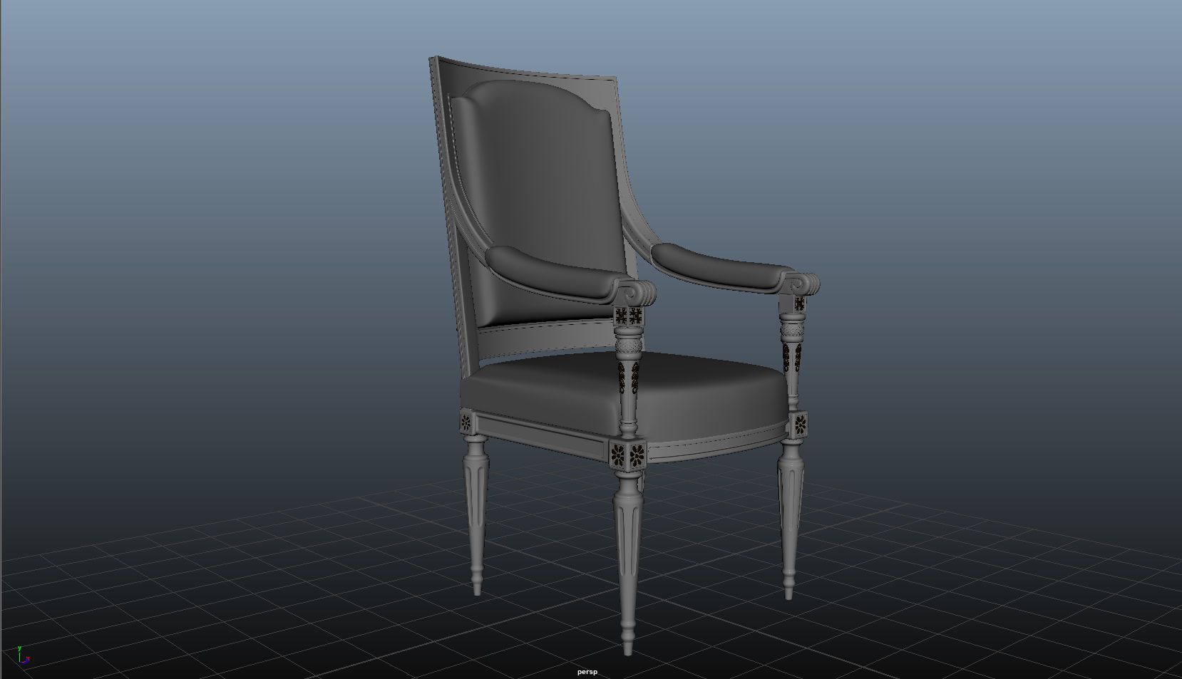 Royal Chair Low-poly 3D model_8