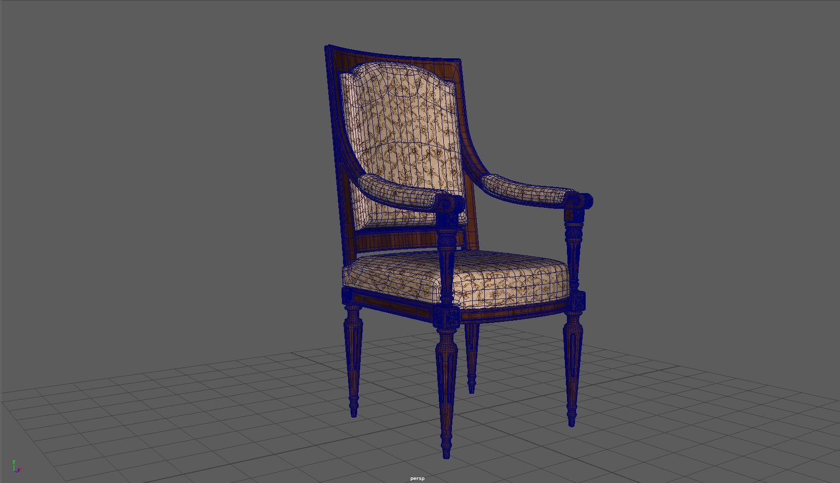 Royal Chair Low-poly 3D model_9