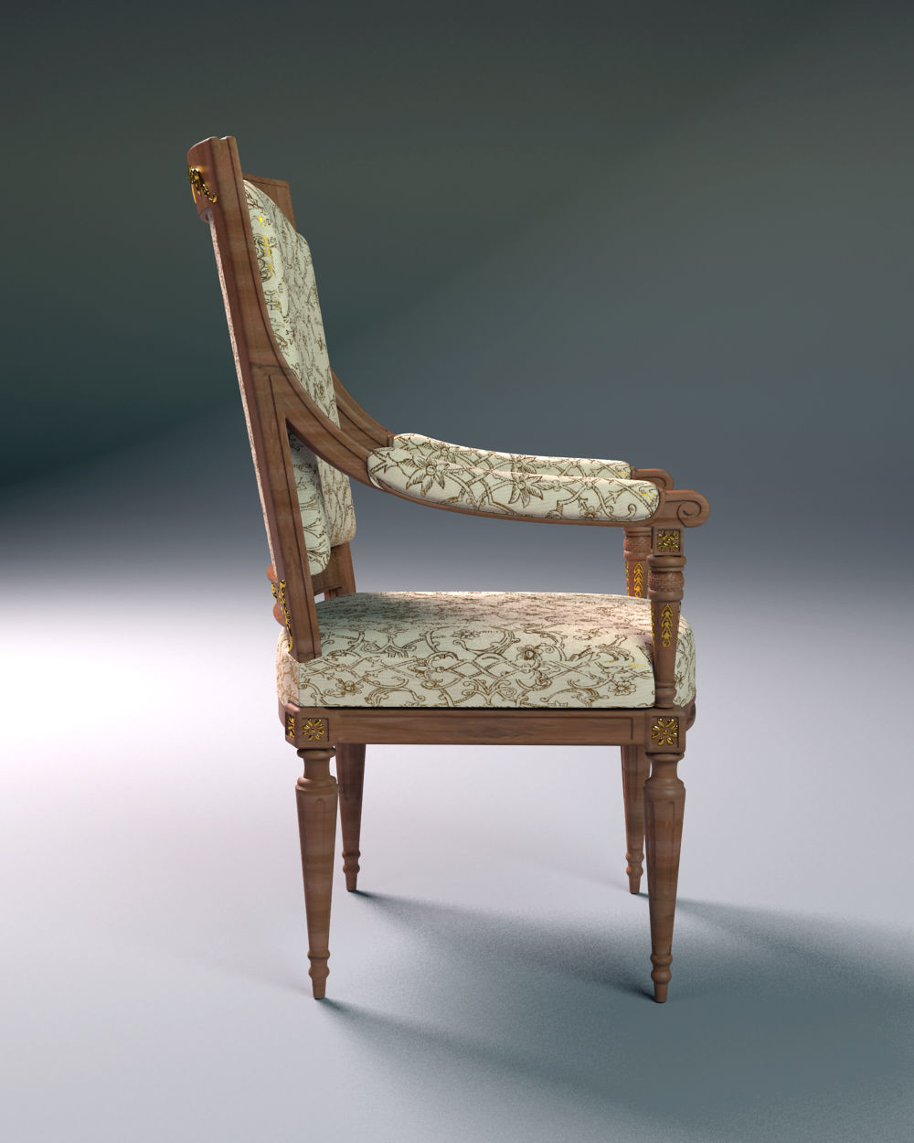 Royal Chair Low-poly 3D model_3