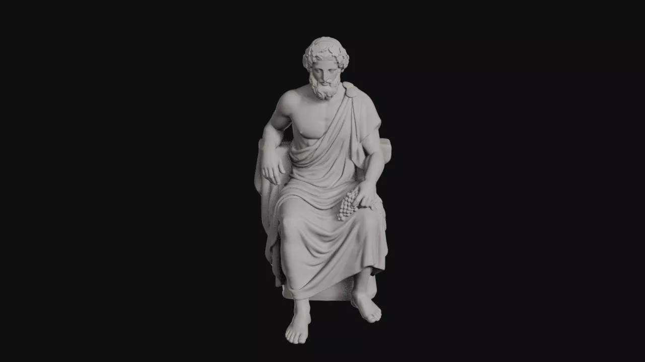 Dionysus Seated Holding Grapes With Ivy Wreath Statue 3D print model