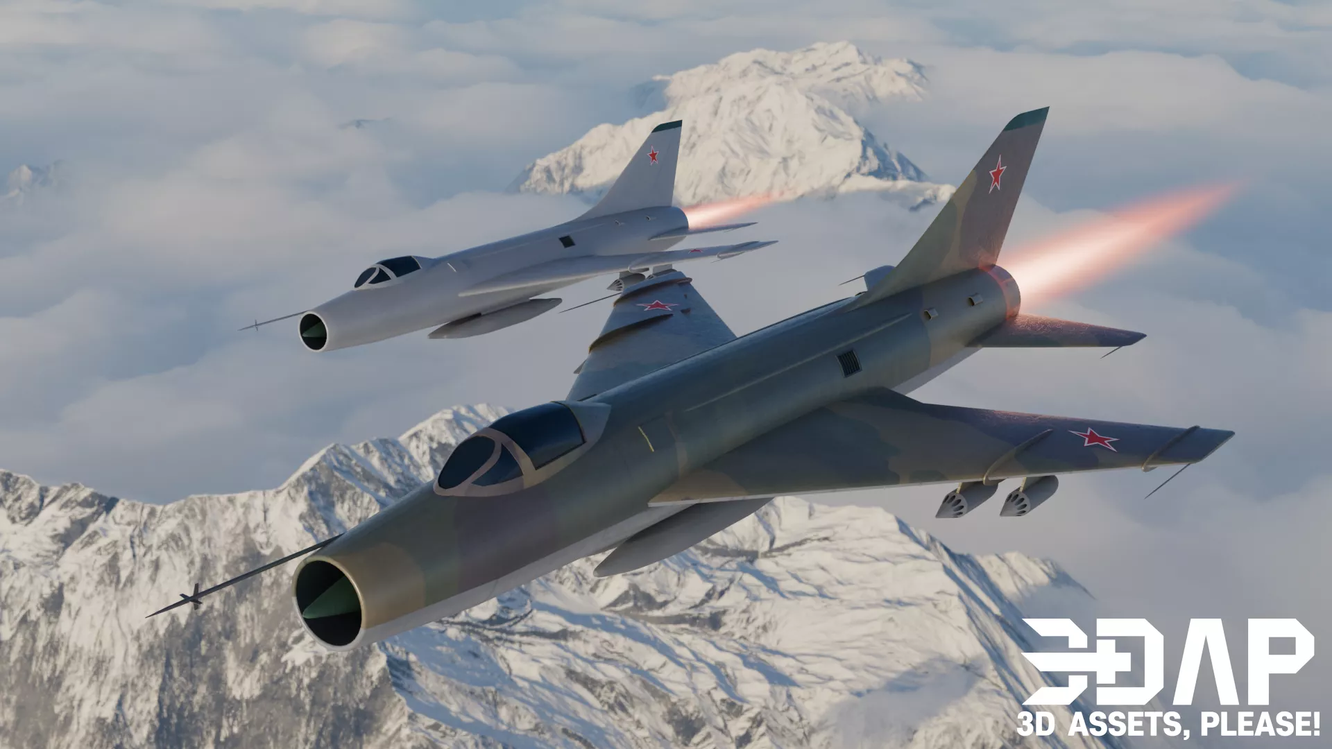 Soviet Supersonic Fighter-Bomber Sukhoi Su-7 Fitter-A Bundle Low-poly 3D model