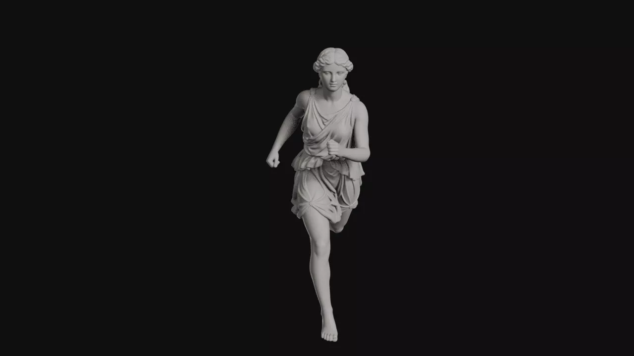 Running Woman In Short Chiton Barefoot Sprinting Statue 3D print model