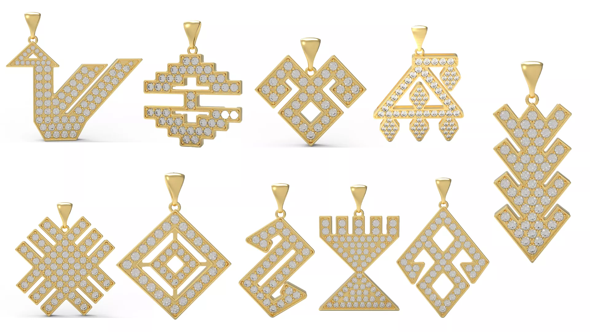 Anatolian Kilim Pendant Collection 10 Traditional Turkish 3D Model Pack