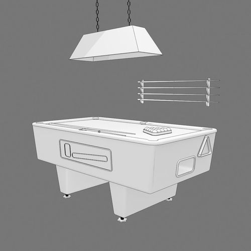 Pool table for pool snooker or billiards - untextured 3D model