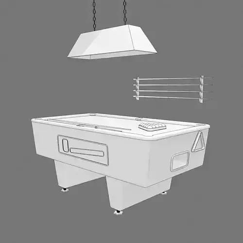 Pool table for pool snooker or billiards - untextured 3D model