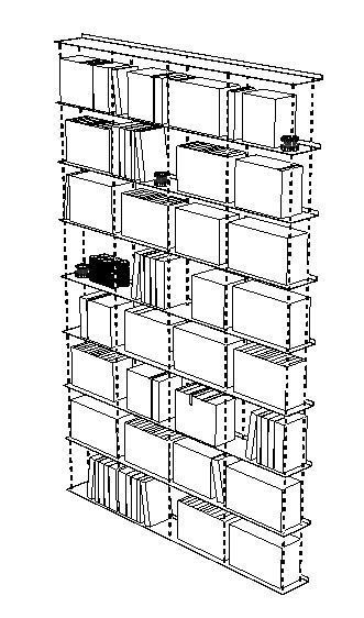 slimline bookcase with books h200 w132 d15 Low-poly 3D model_5