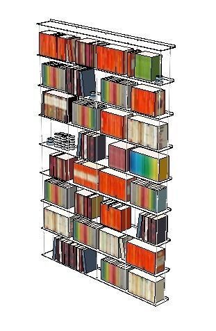 slimline bookcase with books h200 w132 d15 Low-poly 3D model_4
