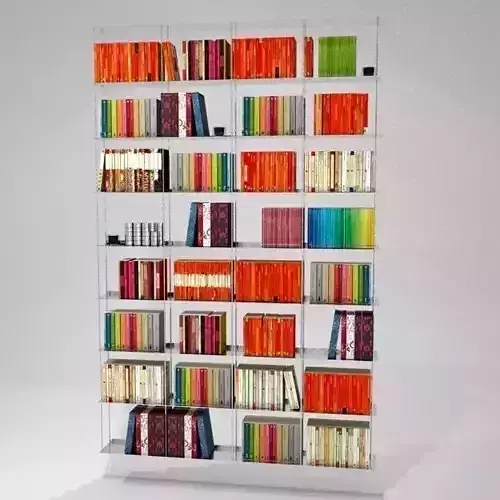 slimline bookcase with books h200 w132 d15 Low-poly 3D model