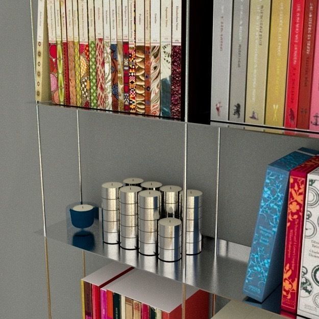 slimline bookcase with books h200 w132 d15 Low-poly 3D model_2