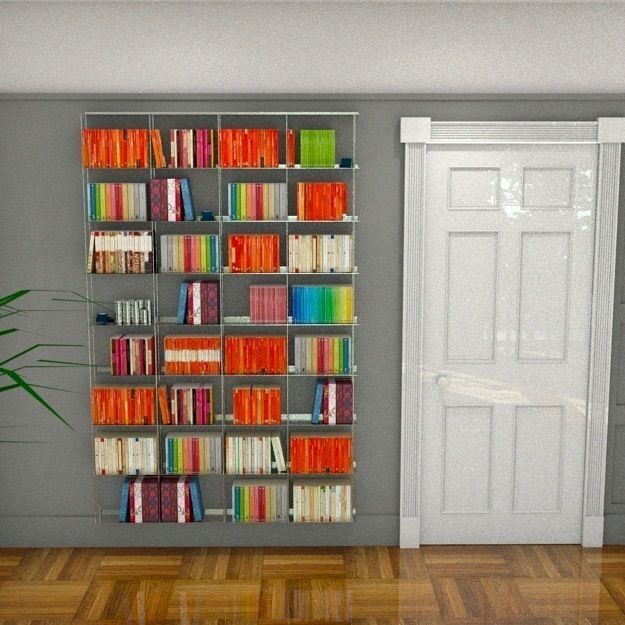 slimline bookcase with books h200 w132 d15 Low-poly 3D model_1