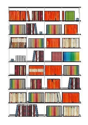 slimline bookcase with books h200 w132 d15 Low-poly 3D model_3