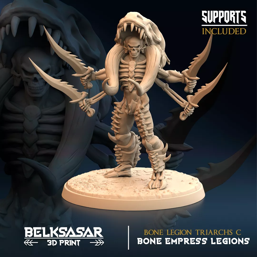 Multi-Armed Skeleton Warrior - Bone Legion Triarchs C 3D print model