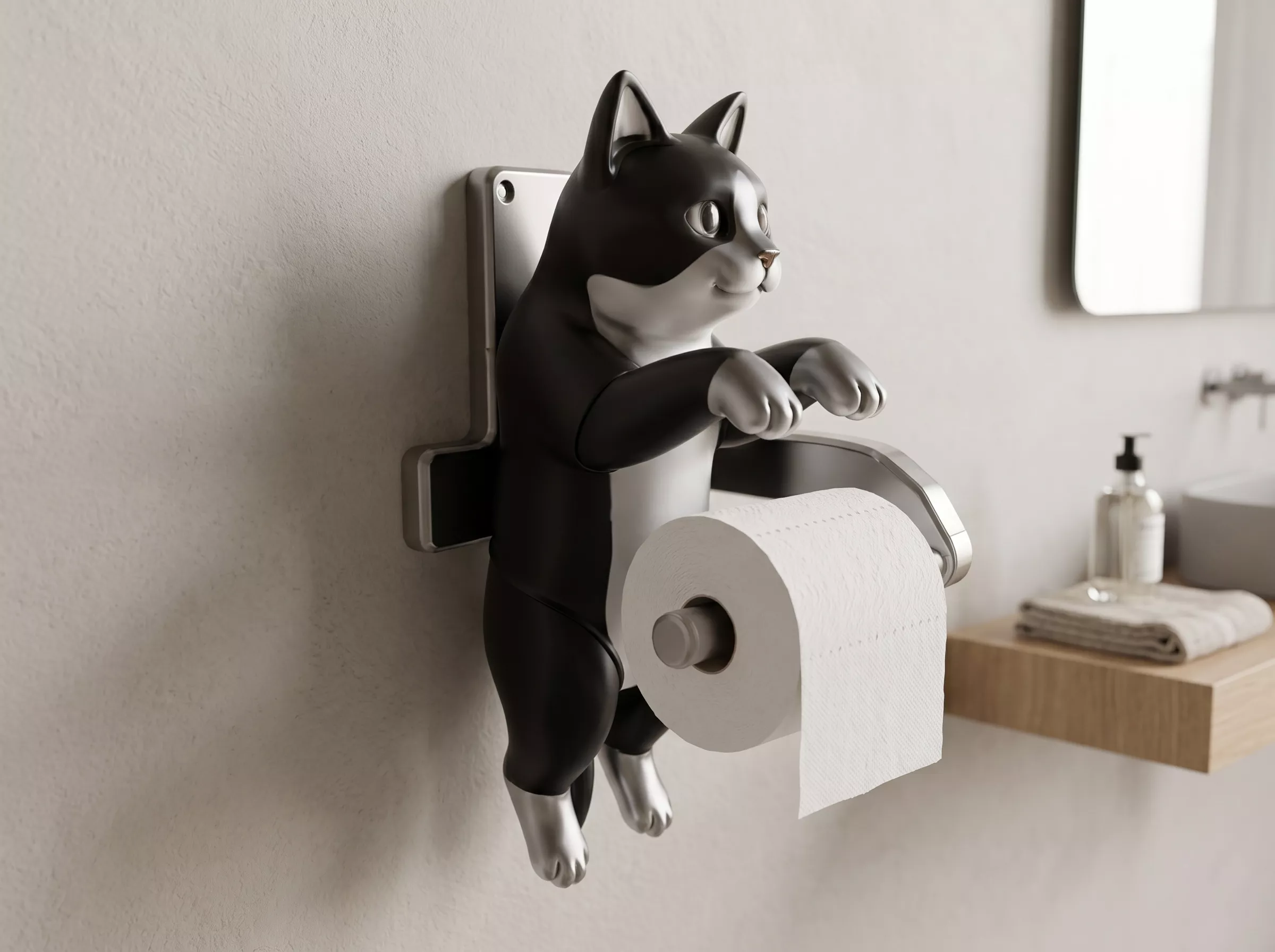Cute Cat Toilet Paper Holder 3D Model 3D print model