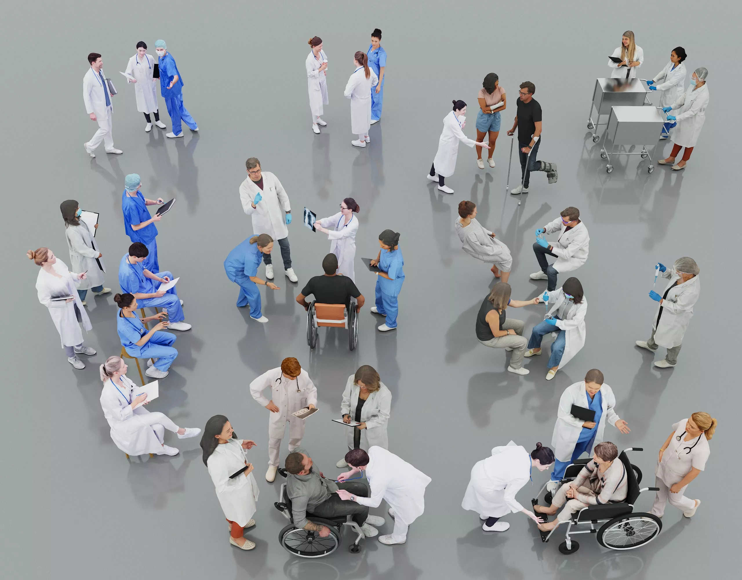 Doctors Nurses Patients Hospital Staff Low-poly 3D model