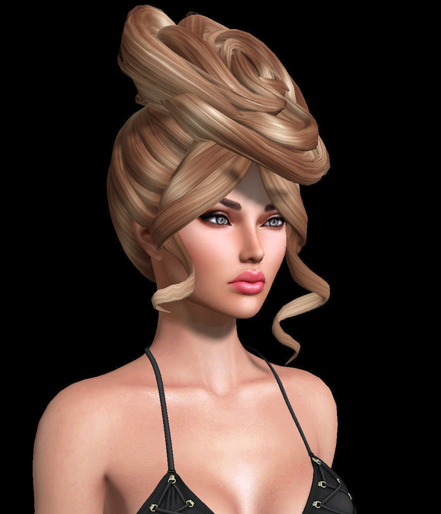 Flower Female hair style 3d rigged 3D model  3D model_1