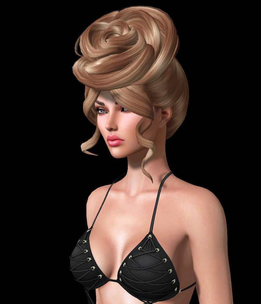 Flower Female hair style 3d rigged 3D model  3D model_2