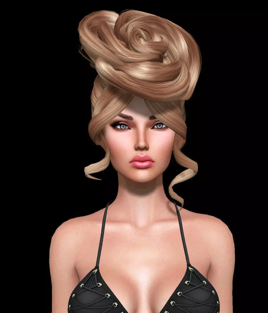 Flower Female hair style 3d rigged 3D model  3D model_0