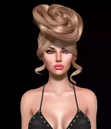 Flower Female hair style 3d rigged 3D model  3D model