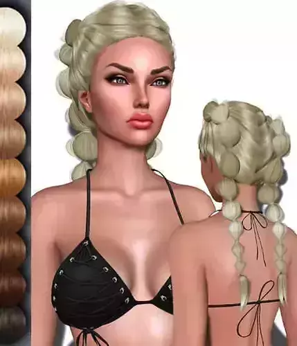 Barcelona Female hair style 3d rigged 3D model 