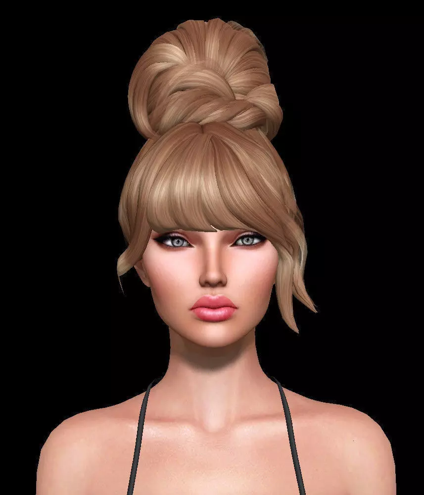 Imis Female hair style 3d rigged 3D model  Low-poly 3D model_0