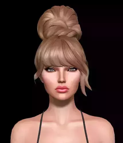 Imis Female hair style 3d rigged 3D model  Low-poly 3D model