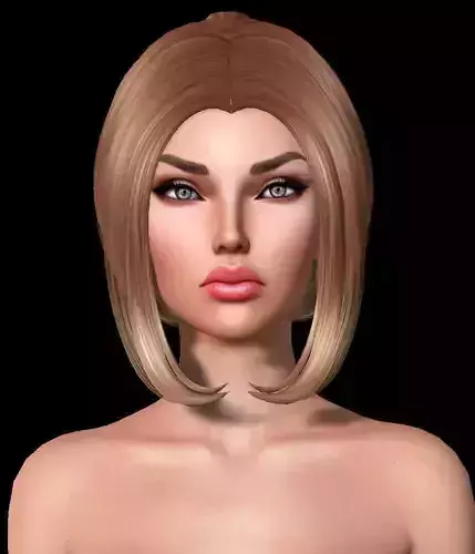 Inez Female hair style 3d rigged 3D model 
