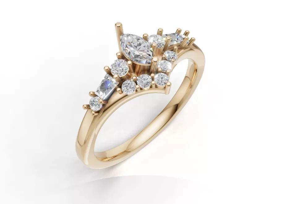 Marquise Center Stone with Multi Stone Setting Free 3D print model
