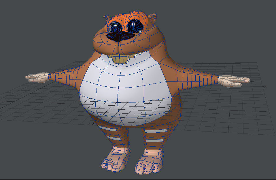 Beaver cartoon Low-poly 3D model_6
