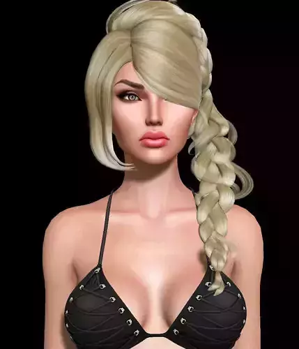 Jaga Female hair style 3d rigged 3D model 