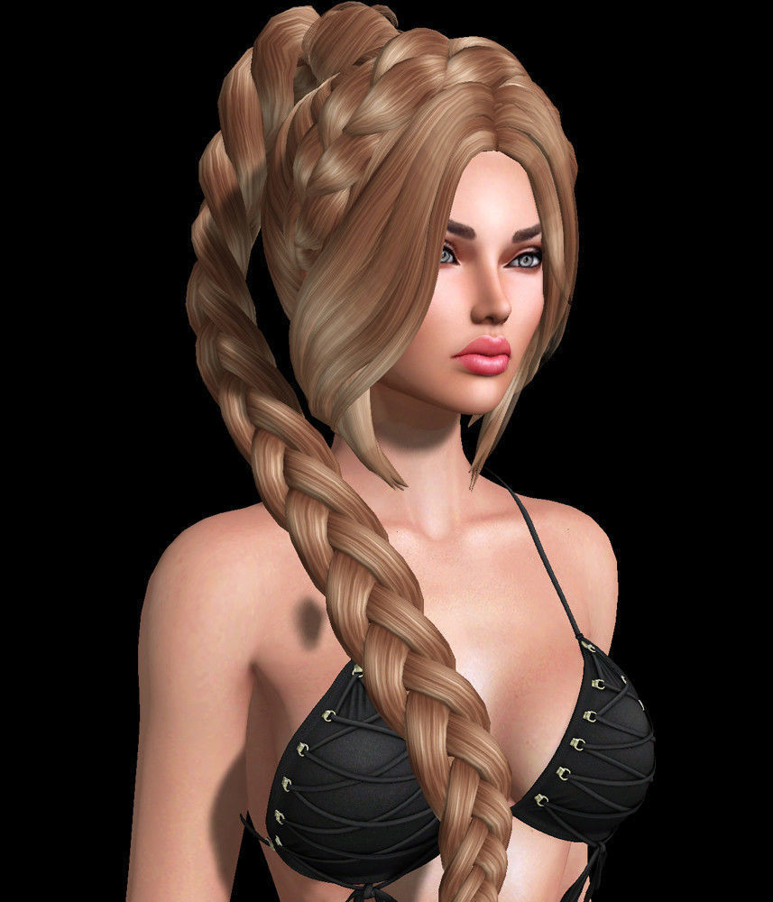 Koreen Female hair style 3d rigged 3D model  3D model_1