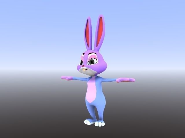 RABBIT cartoon  Low-poly 3D model_1