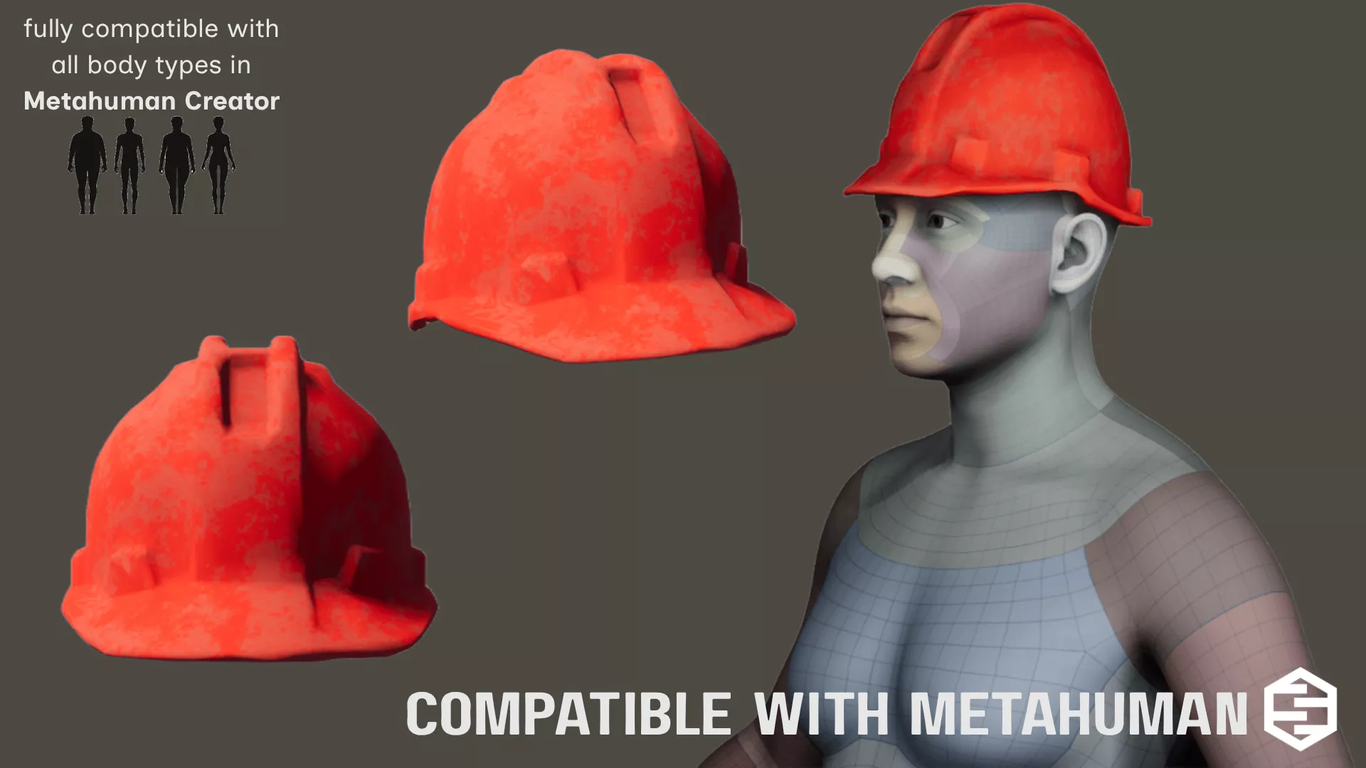Construction Work Red Helmet - MetaHuman Compatible Low-poly 3D model