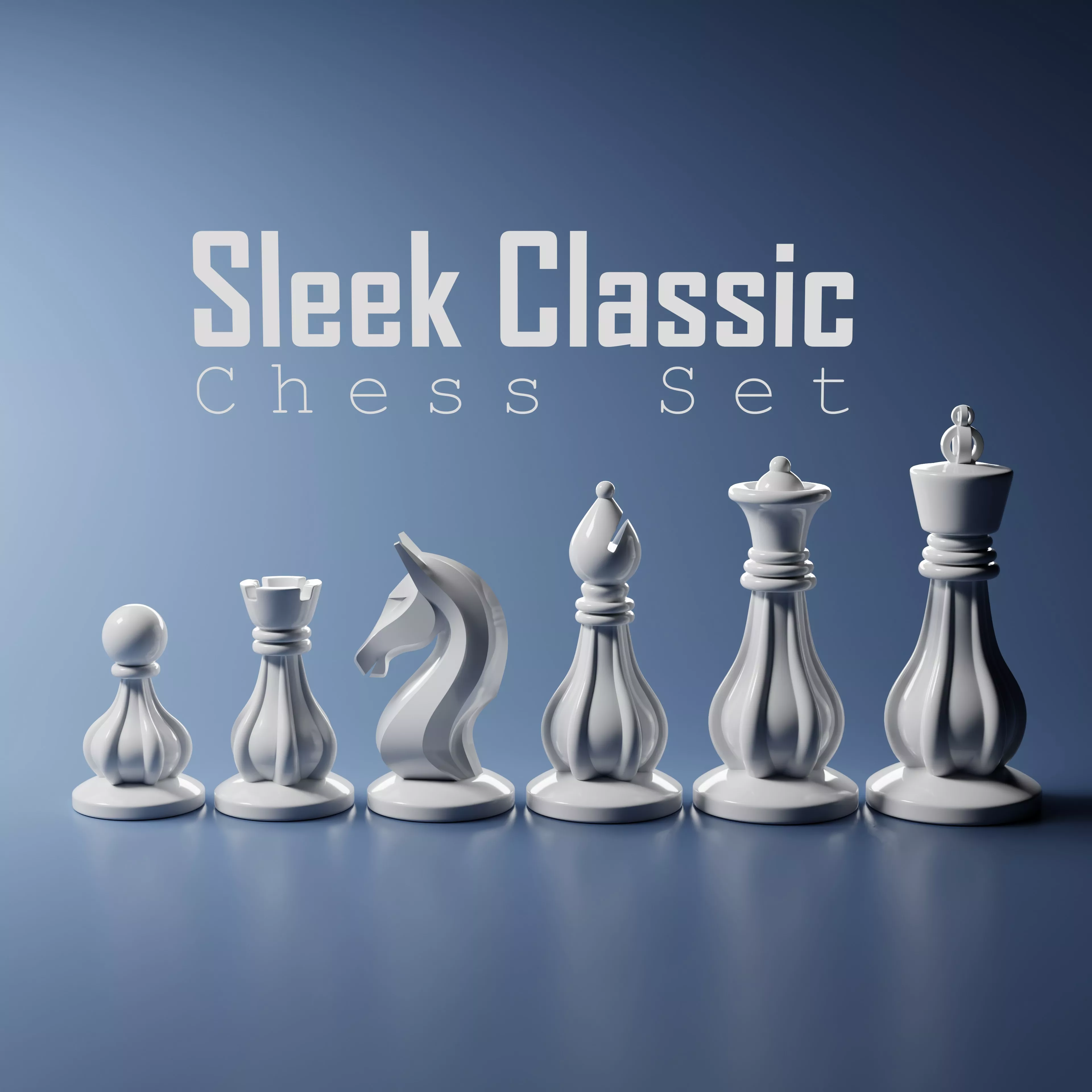 Sleek Classic Chess Pieces Set 3D print model