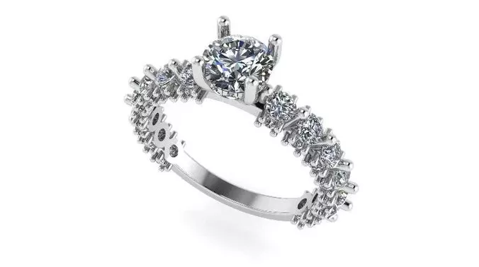 Round pave Diamond Ring