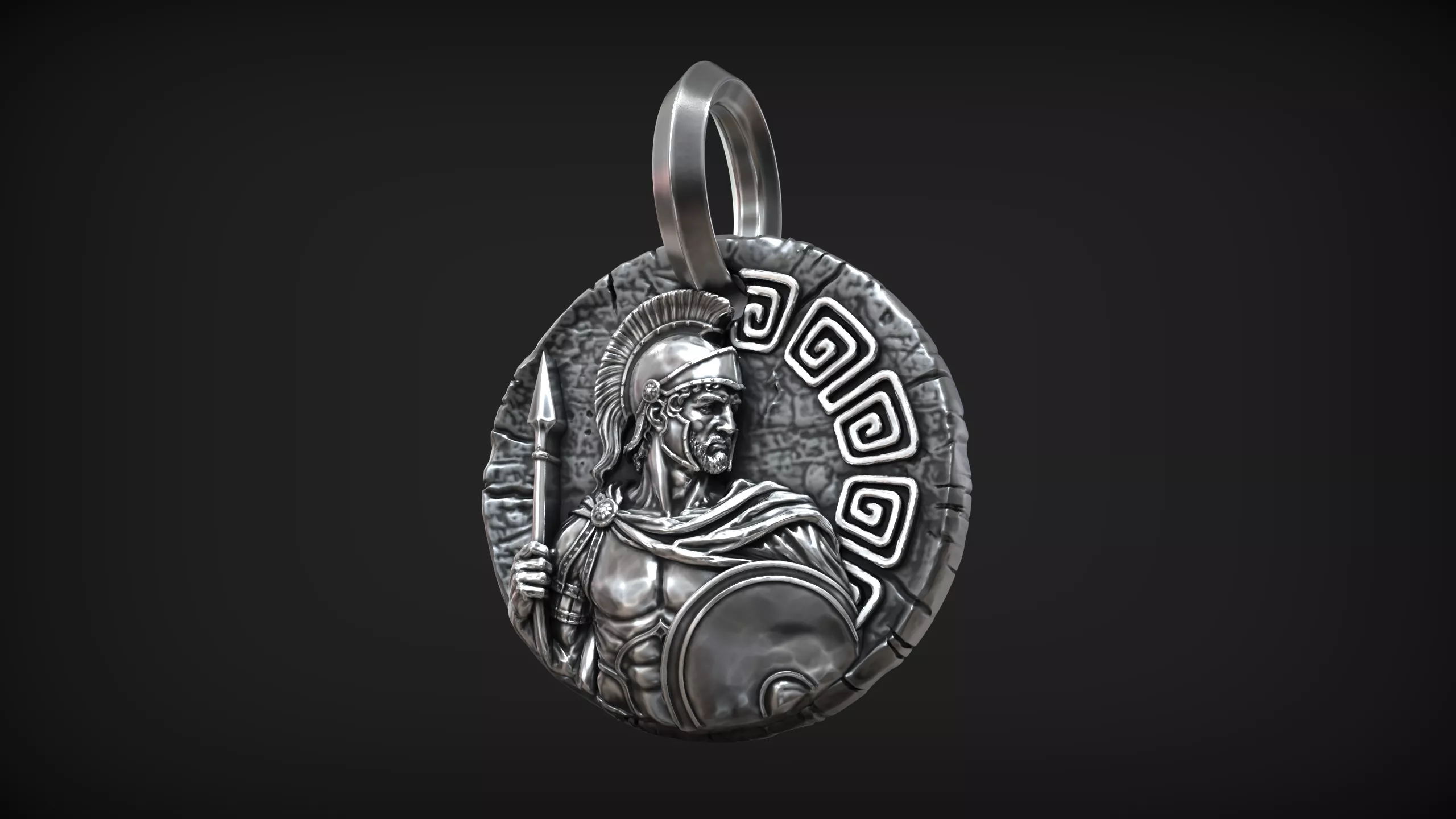 Ares God of War Greek Mythology Meander Medallion Pendant 3D print model
