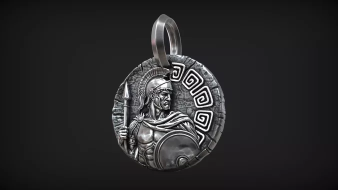 Ares God of War Greek Mythology Meander Medallion Pendant