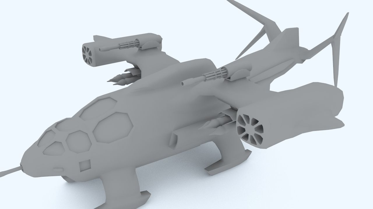 Sci-fi dropship Low-poly 3D model_8