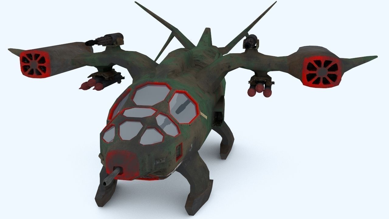 Sci-fi dropship Low-poly 3D model_2