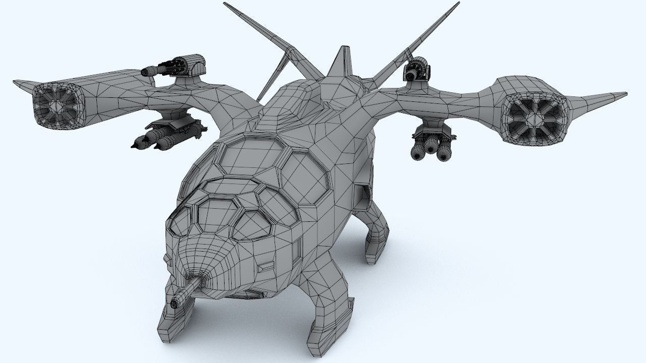 Sci-fi dropship Low-poly 3D model_7
